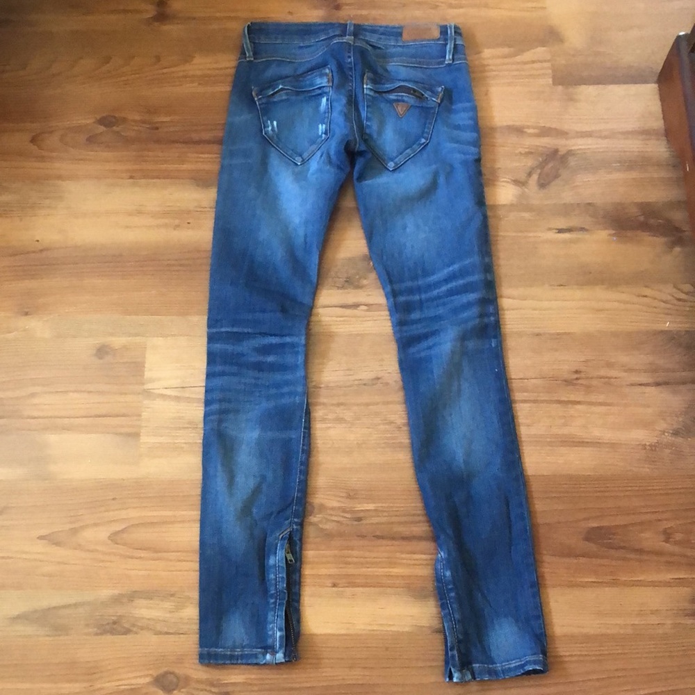 Guess Skinny Jeans Zip Detail Size 24 Ripped - Picture 4 of 7